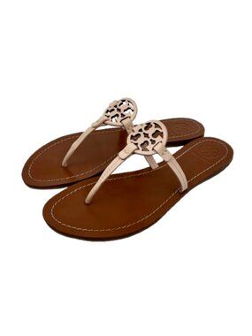 TORY BURCH~Miller~LEATHER FLAT THONG SANDAL WOMENS SHOES~NUDE PINK 8 M